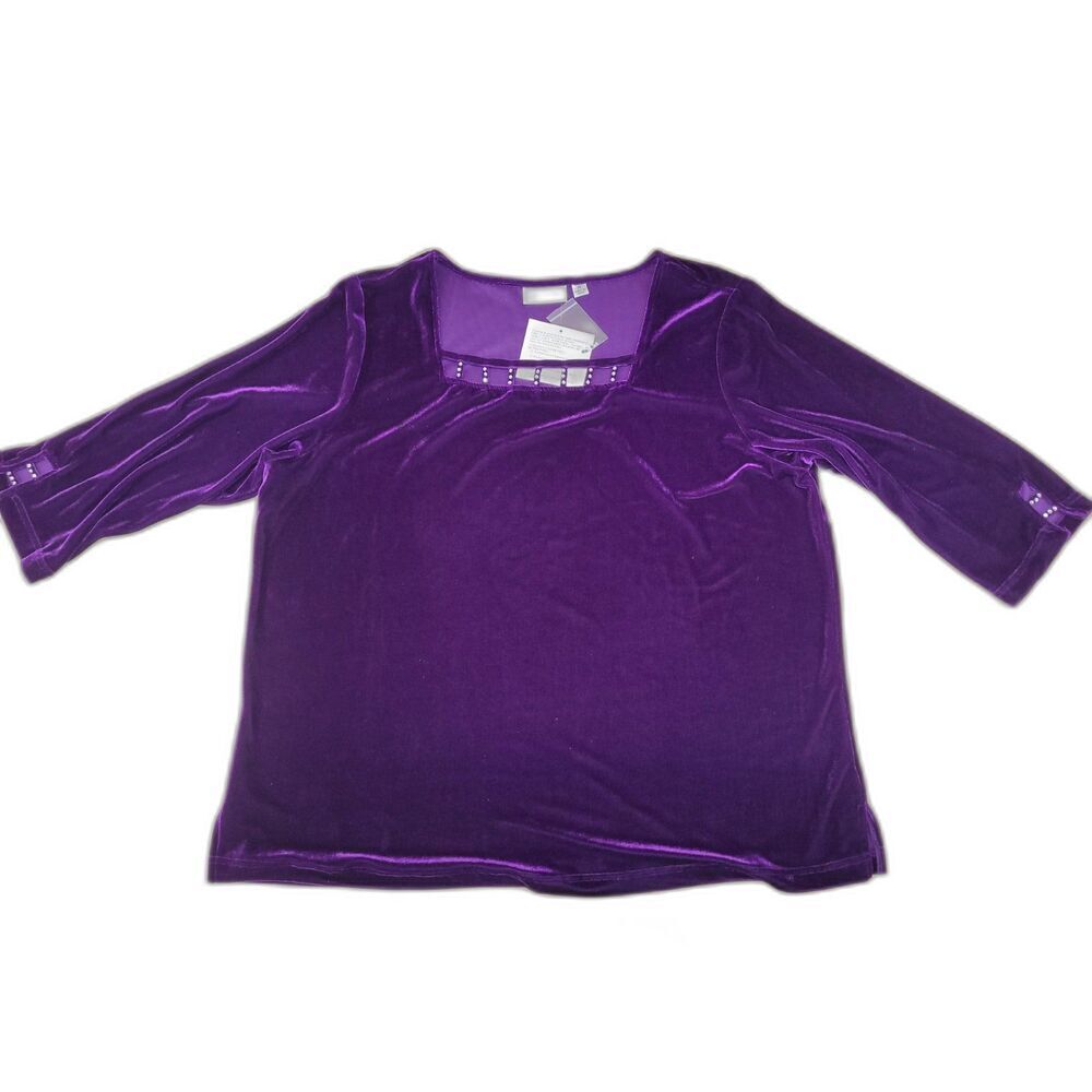 NEW Quacker Factory NWT Woman's Deep purple Tunick Rhinestone embelished-SZ.XL